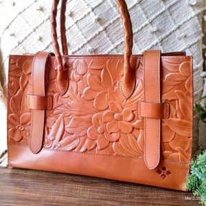 Patricia Nash Floral Embossed Tan Tote